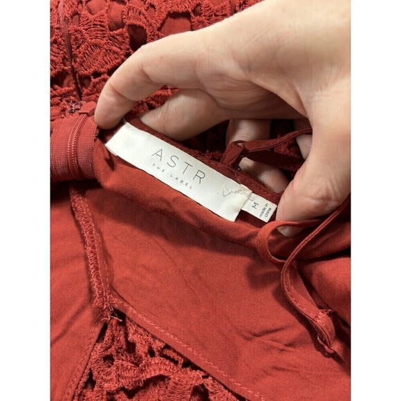 ASTR the Label Lace Dress Red Rust Medium Midi A Line Lined - Picture 6 of 16